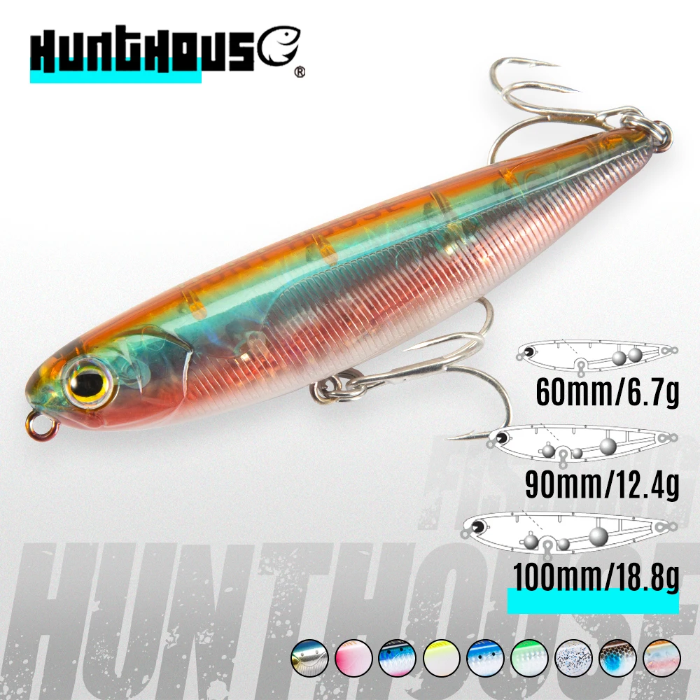 

Hunthouse Topwater Pencil Fishing Lure 60/90/100mm 6.4/12.4/18.8g Surface Floating Bait Top Water Lures for Seabass Pike Feeder