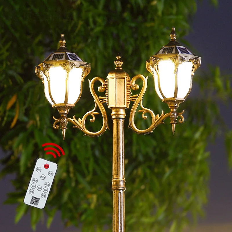 Solar garden light outdoor waterproof retro garden villa community high pole light 4