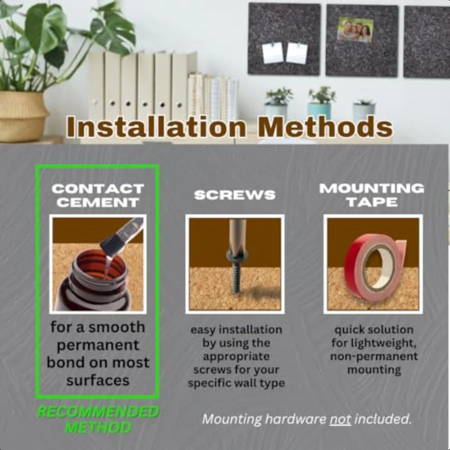 Cork Wall Tile Squares Dark 4 Count