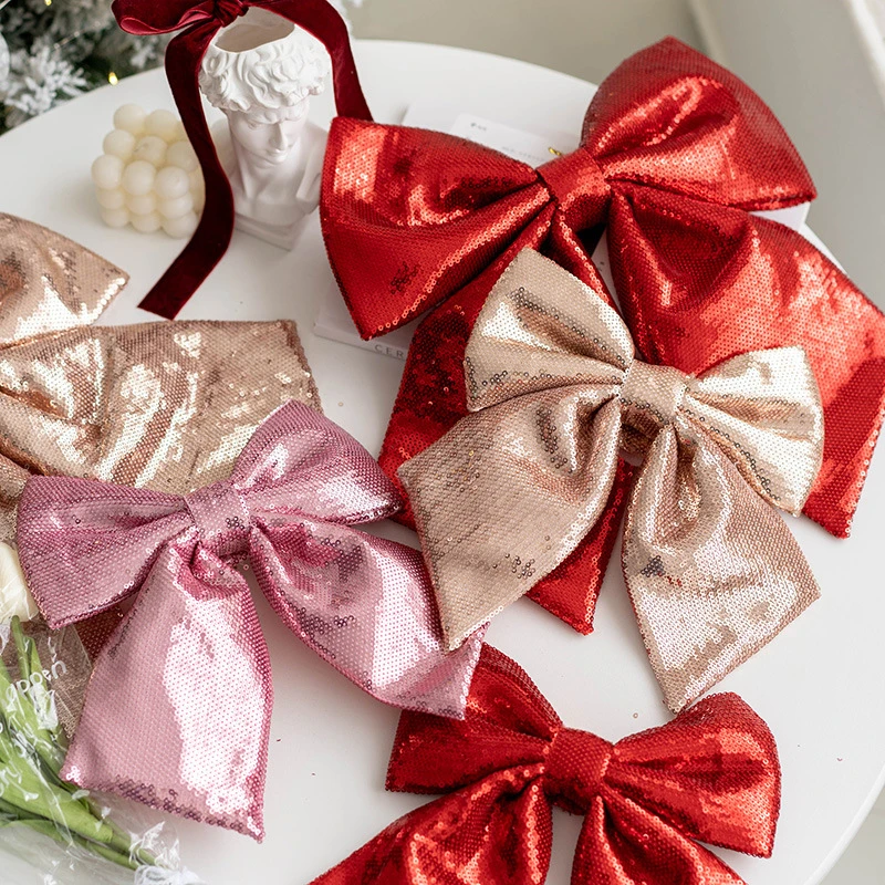 

Christmas Decoration Pendant Pink And Red Sequins Fabric Bow Tie Tree Butterfly Flower Arrangement Materials Gift Door Hanging