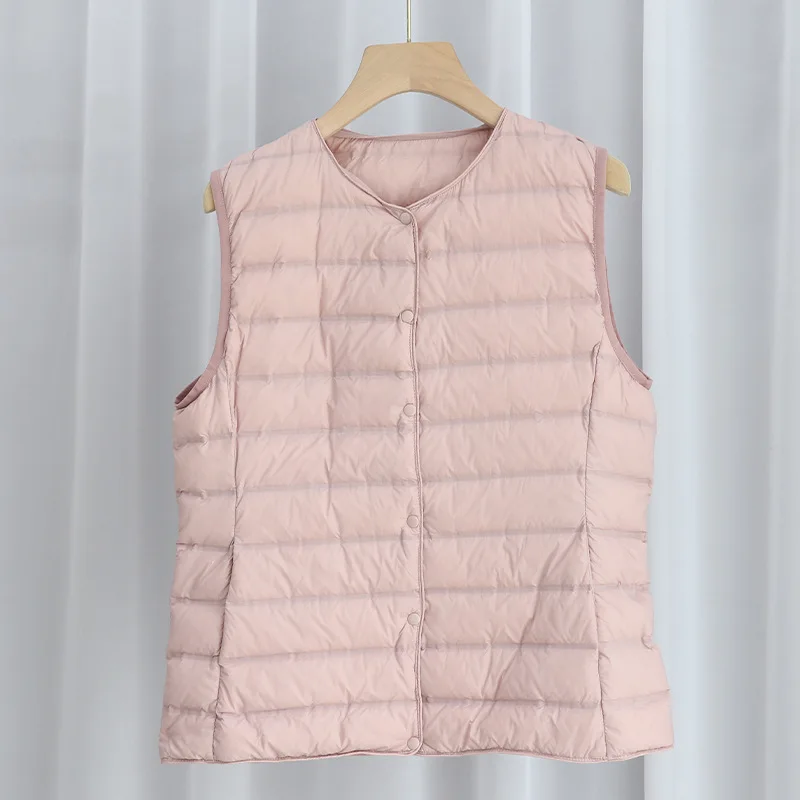 Bigsize Down Waistcoat Jacket Autumn Winter Women Warm Ultra Light White Duck Down Vest Ladies Sleeveless Short Tank Coat Parkas