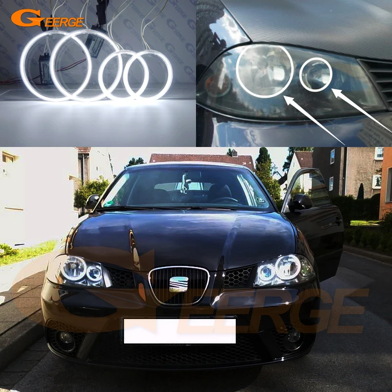 For Seat Ibiza 6L Cordoba Facelift 2006 2007 2008 Refit Ultra Bright CCFL Angel Eyes Halo Rings Car Accessories