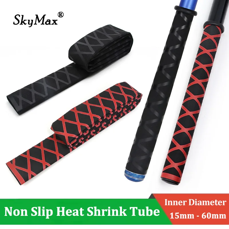 1m Red-Black Non Slip Heat Shrink Tube 15 18 20 22 25 30 40 50 60mm Anti Skid Fishing Rod Wrap Waterproof Cover Handle Protector