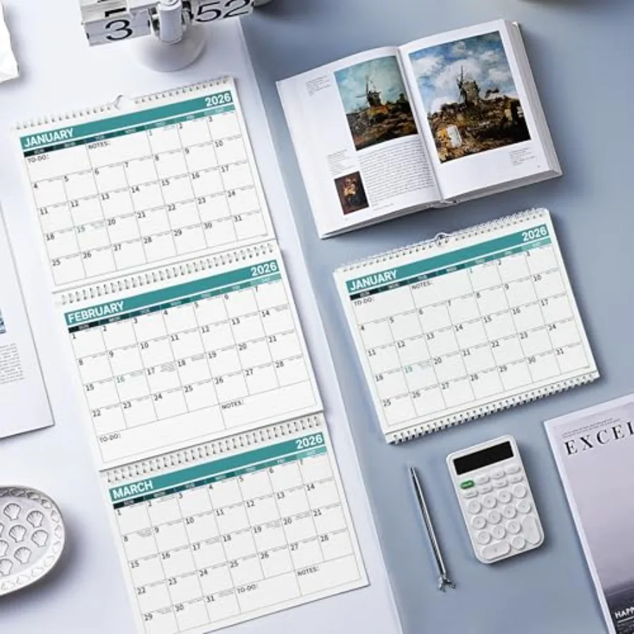 Calendario de 3 meses 20262027 20262027 Calendario de pared de enero de 2026Dec.2027 Moveae Calendario de visualización de 3 meses plegado en un mes 10,8" x