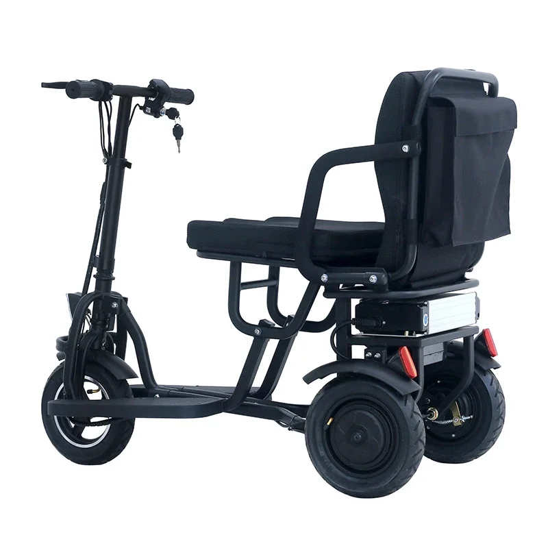 Basket In The Back Light Weight Electric Folding 3 Wheel Tricycle Mobility Scooter For Elderly, Disabled/handicapped Person's