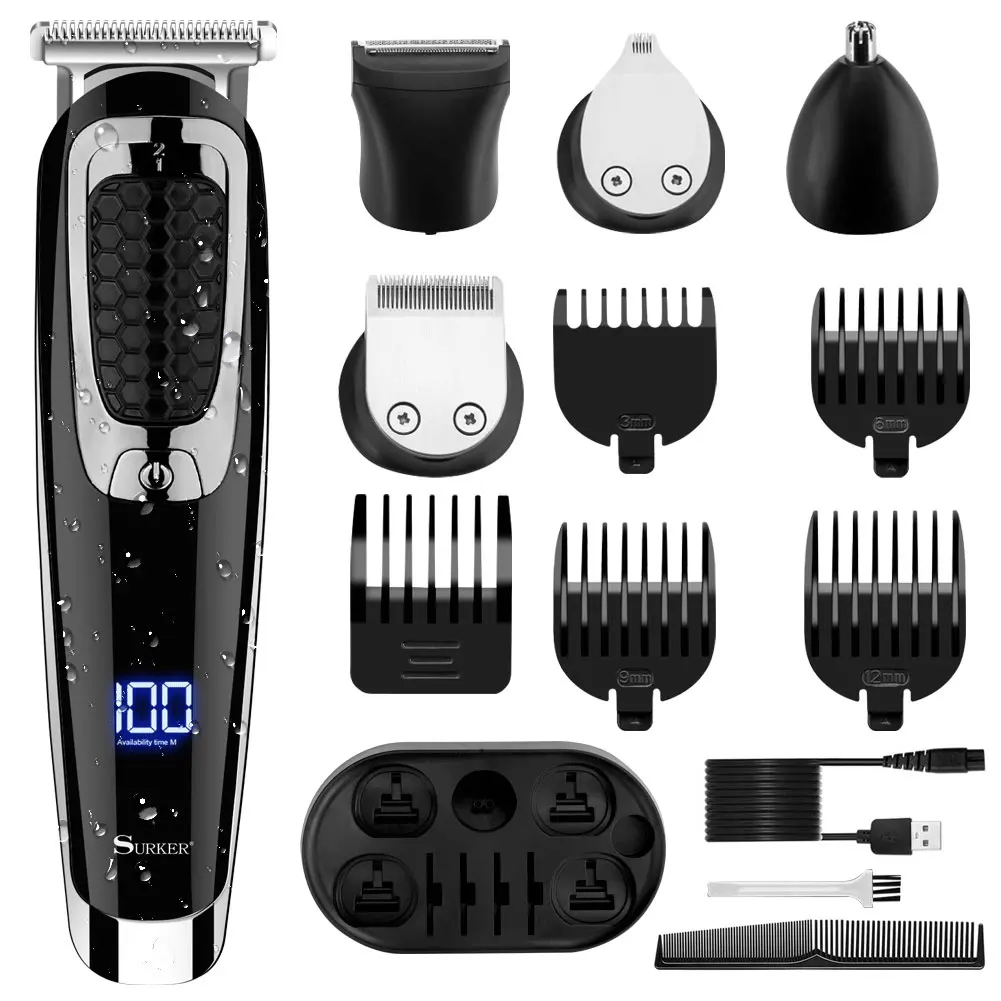 

Surker 5-in-1 Electric Hair Wash Trimmer for Men USB Rechargeable Waterproof Beard Sculpting Clip Grooming Kit