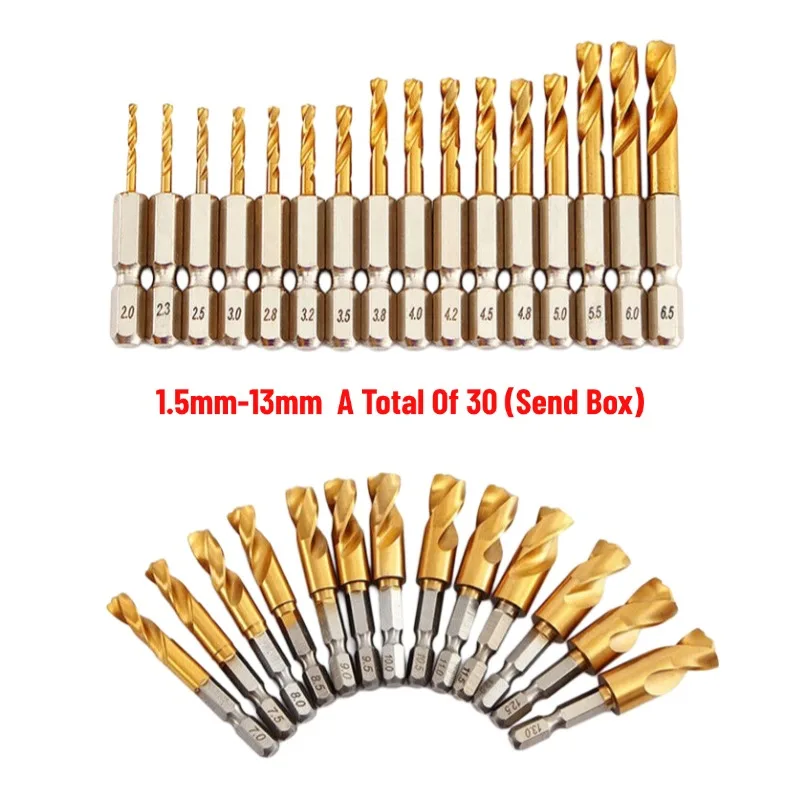 HSS 1/4 6.35mm hexagonal shank twist drill bit angle iron stainless steel special drill bit 1.5-13mm ultra-short