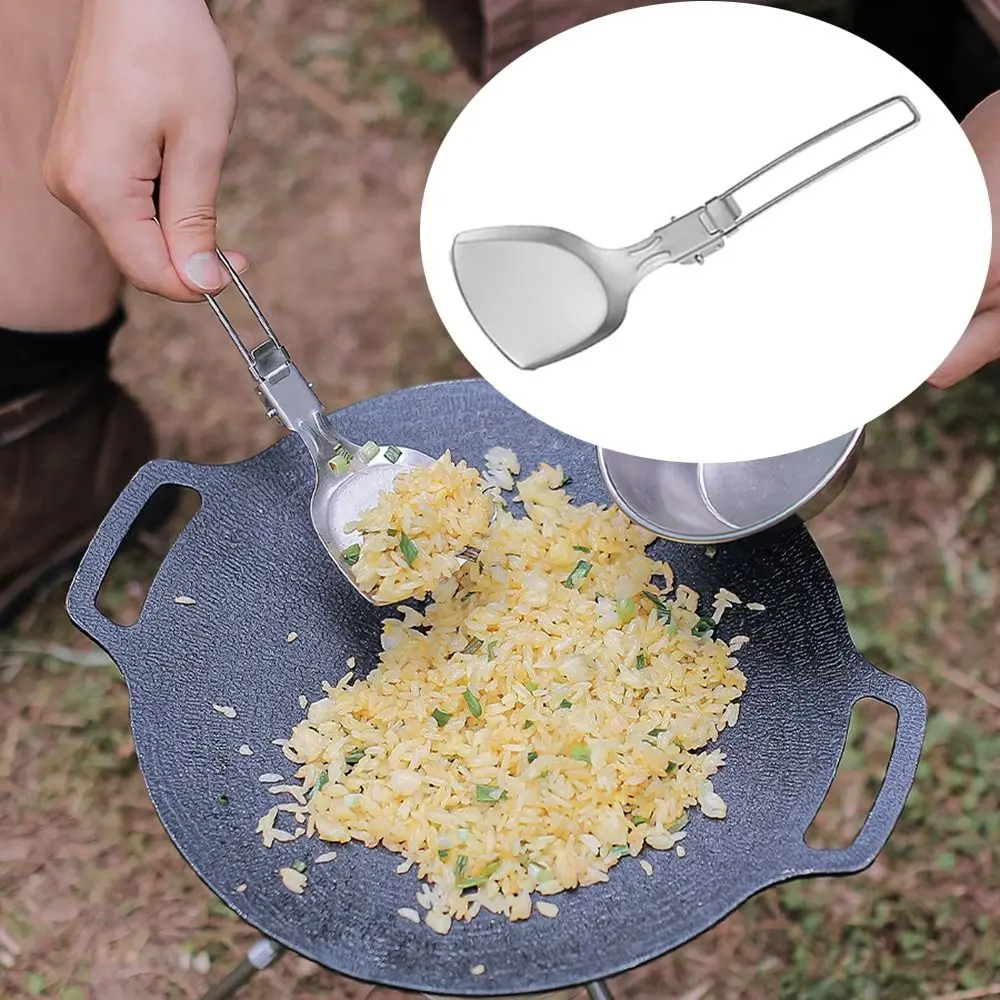 

Portable Outdoor Camping Tableware 304 Stainless Steel Food Grade Foldable Shovel Soup Spoon Multifunctional Durable