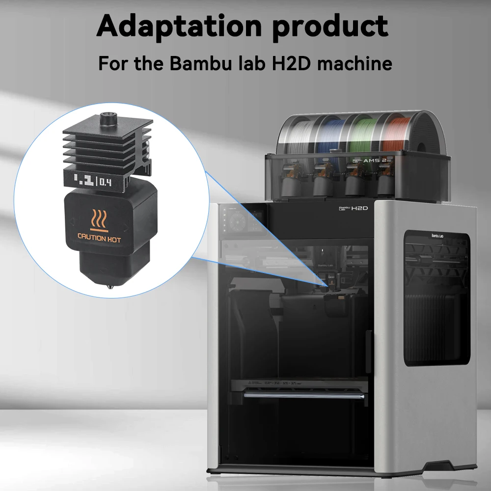 0.2/0.4/0.6/0.8mm kit hotend para bambu laboratório h2d bocal de aço endurecido hotend para h2d h2s kit final quente substituição peças impressora 3d