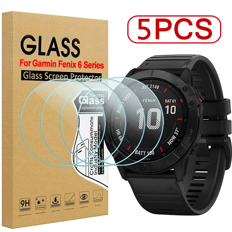 5-1Pack Tempered Glass for Garmin Fenix 6 6S 6X Pro Sapphire HD Screen Protectors Film for Fenix 6 6S 6X Smartwatch Accessories