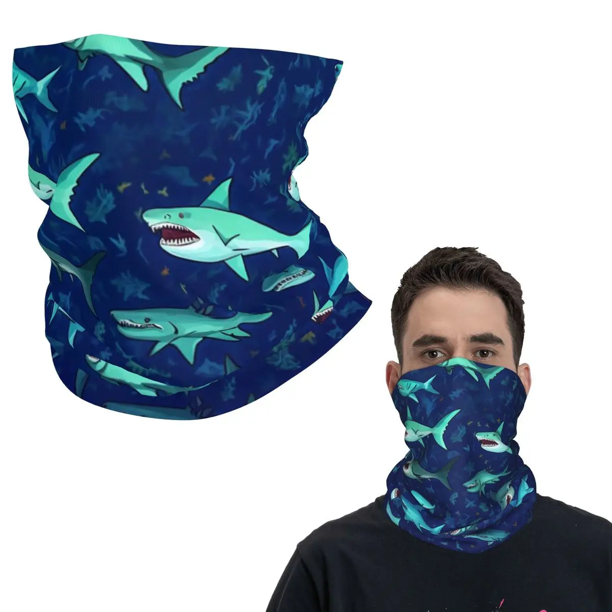 

Бандана с изображением океанских животных и акулы, гетры с принтом, маска, шарф, многофункциональный головной убор для верховой езды для мужчин, женщин, взрослых, весь сезон