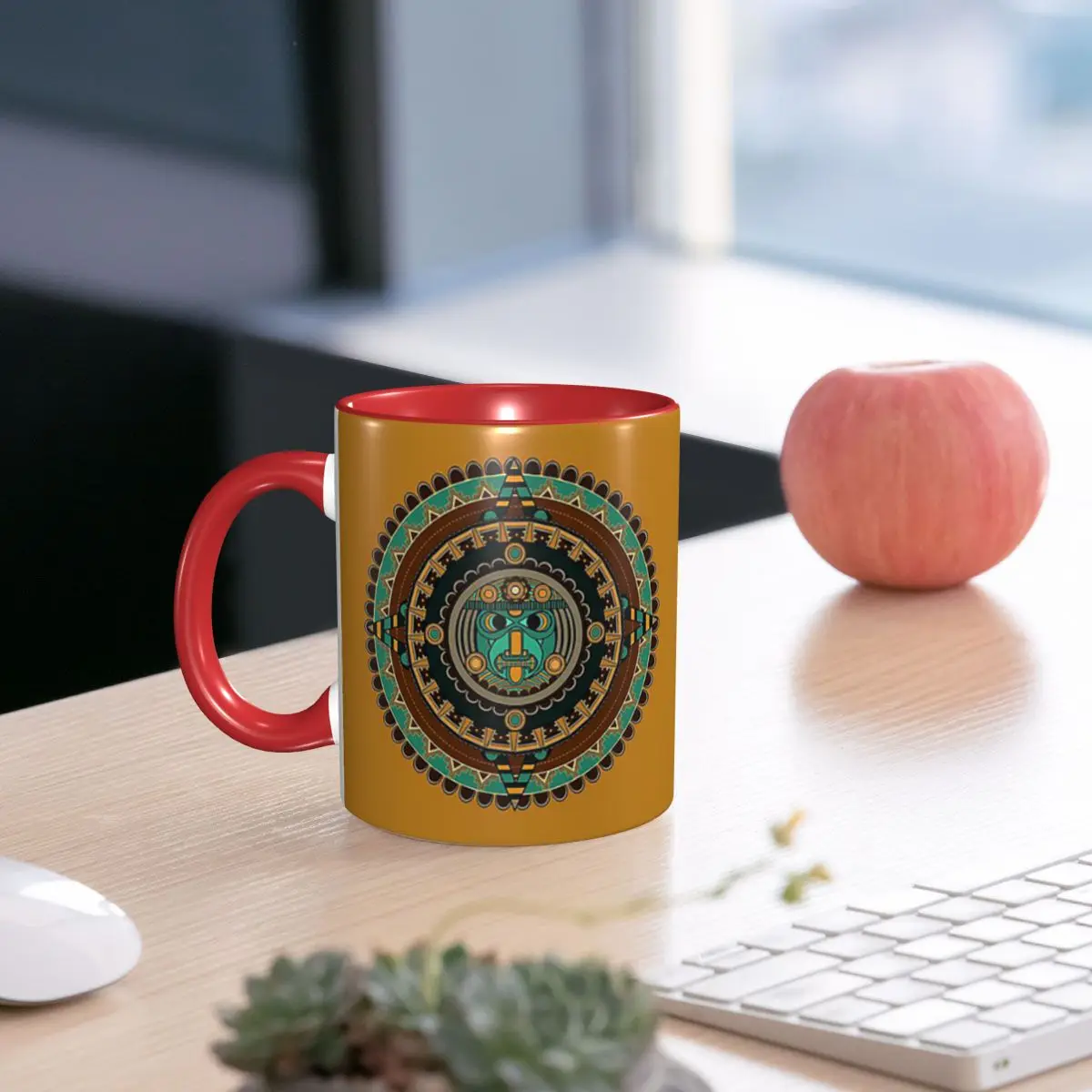 Aztec Calendar Mug Funny Ceramic Coffee Cups Tea Mugs Milk Cup Drinkware Gifts for Woman Man