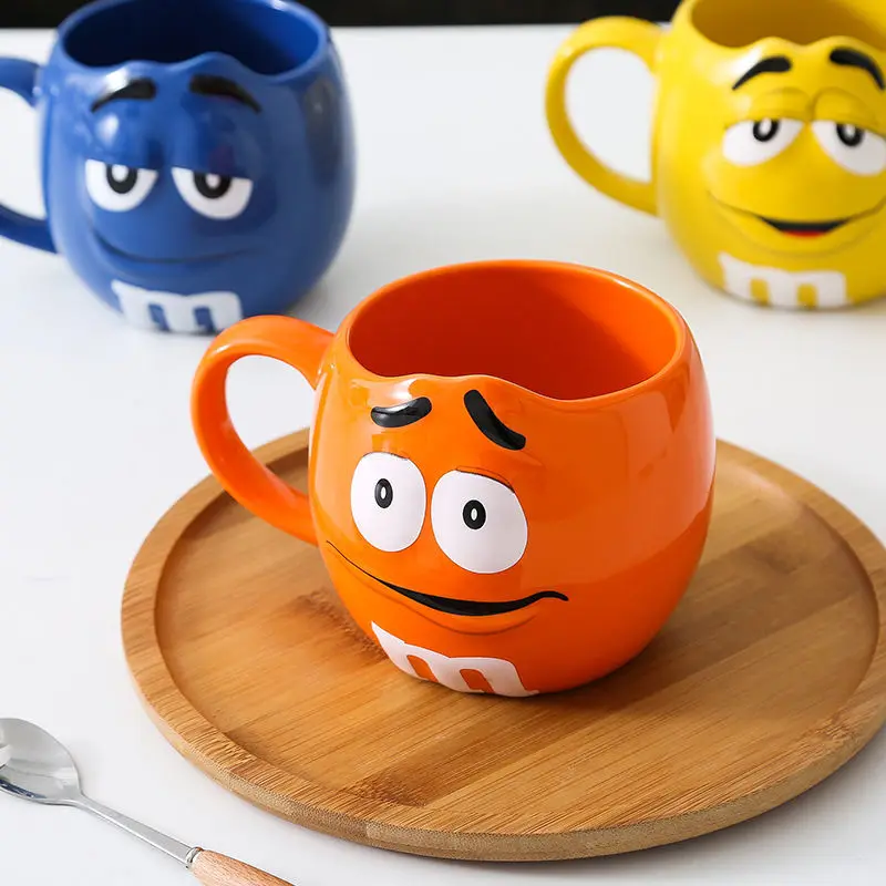 Yeni Sıcak Çikolata M Fasulye Seramik 680 ml Mark Su Bardağı Yüksek Kapasiteli Aile Seti Masa Malzemeleri Komik Yüz İfade Fincan Hediye