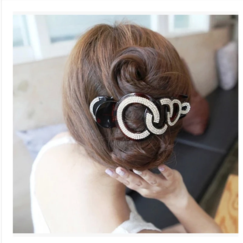 موضة ذيل حصان مشبك شعر دبوس مشط البلاستيك الراين مخلب شعر السلطعون الفك المشابك قبضة اكسسوارات تصفيف الشعر للنساء