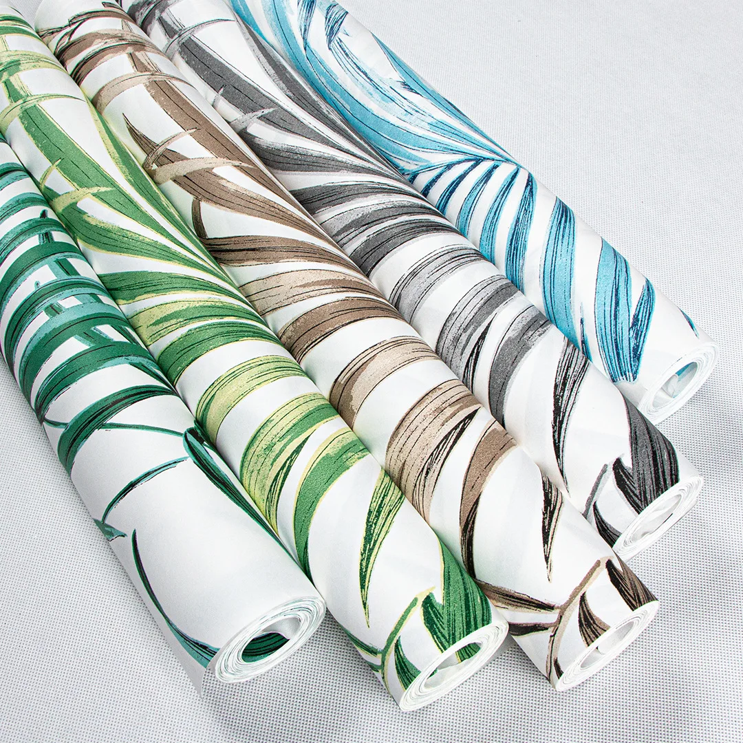 جنوب شرق آسيا نمط النباتات الخضراء خلفية لغرفة المعيشة أريكة خلفية غرفة نوم اللوح الأمامي غير المنسوجة جدار تغطي راي الاستوائية #5