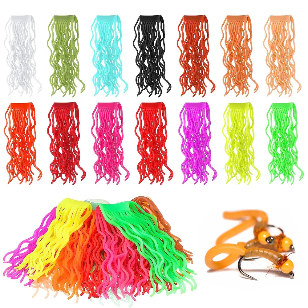 14 Kleuren Gemengd/Set 280 Draden Squirmy Wormy Legs Zachte Worm Lichaamsvlieg Vliegbindmateriaal voor San Juan Worm Regenworm Vlieg Aas - afbeelding 2