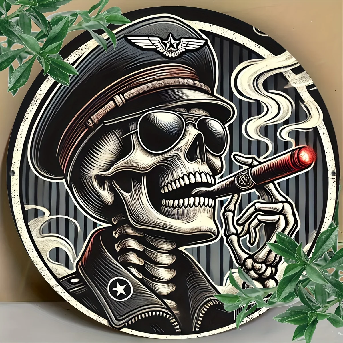 1 Stück 8 x 8 Zoll (20 x 20 cm) Halloween – lustige Halloween-Schilder, runde Metall-Wandkunst, Aluminium-Blechschilder, Sportdekoration für Zuhause und Büro
