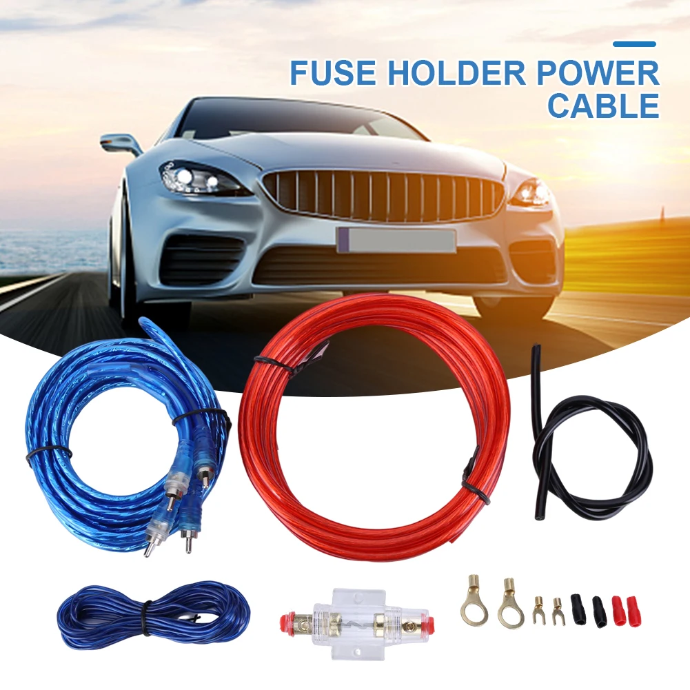 Fuse Holder Power Cable 60 AMP RCA Power Cable Fuse Kit Subwoofer Speaker Line Amplifier Installation Wires for Car Modification