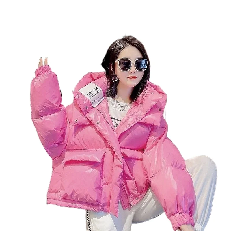 

Антисезонная распродажа, интернет-знаменитости, новый короткий пуховик с капюшоном, женская маленькая свободная утолщенная теплая куртка на белом утином пуху