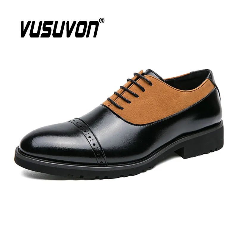 

Fashion Men Oxford Shoes Comfortable Dress Classic Wedding Split & Suede Leather Causal Business Footwear For Party Size 38-46