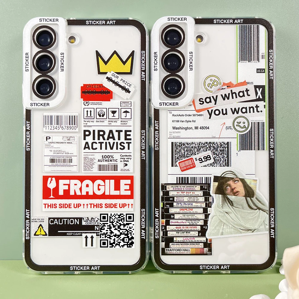 Case For Samsung Galaxy S20 S21 S22 S23 Plus FE Ultra Soft Cover Interesting Sticker Art