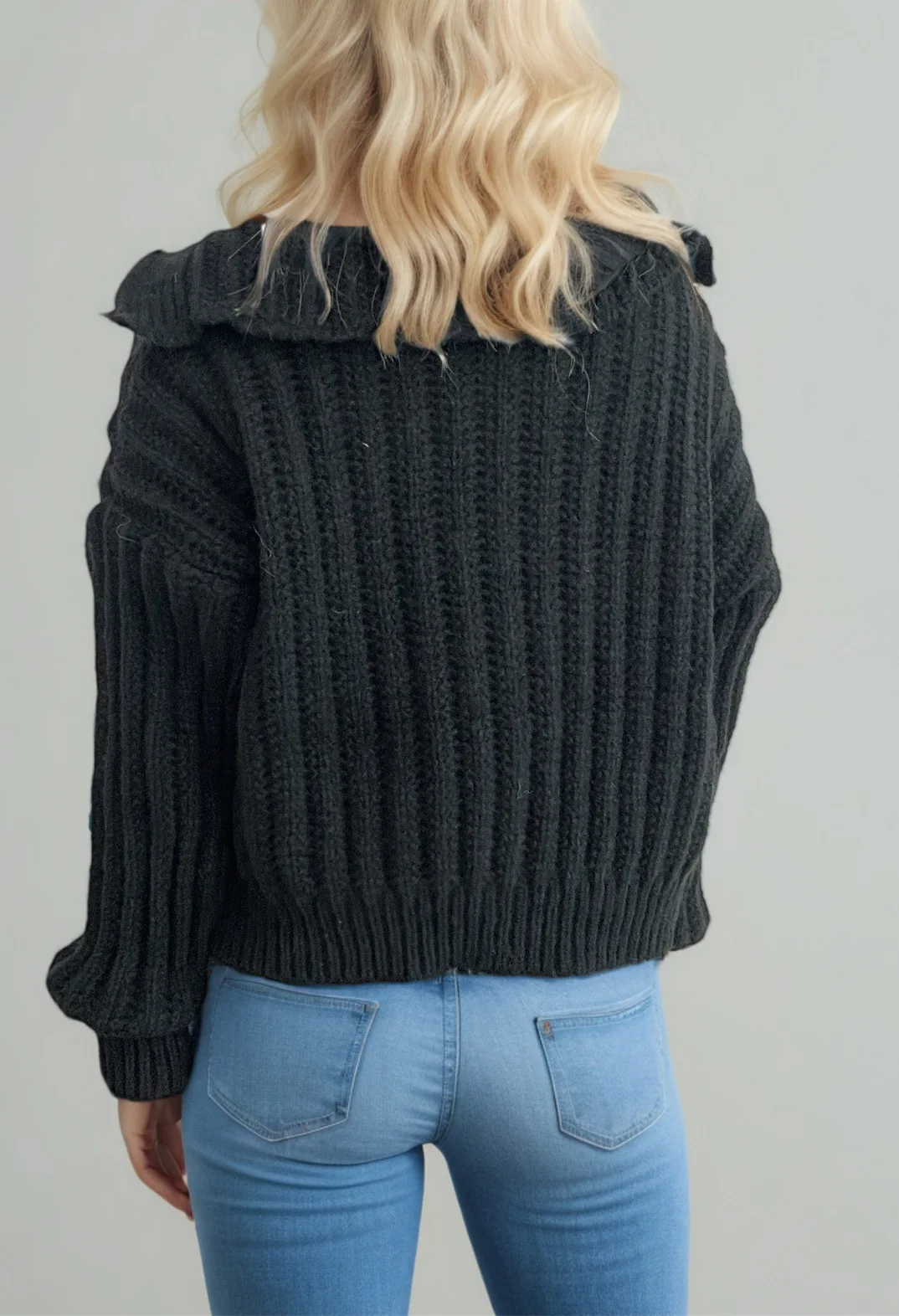 2025 Autumn Winter New Vintage Knitted Cardigan Turn-down Collar Casual Horn Button Fashion Unique Sweater Coat