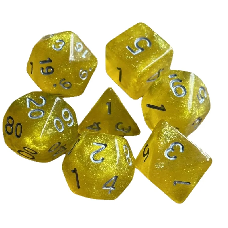 Shining Starry Sky Series Double-color Polyhedral Digital Dice Set for DND TRPG Party Entertainment Table Board Game Supplies