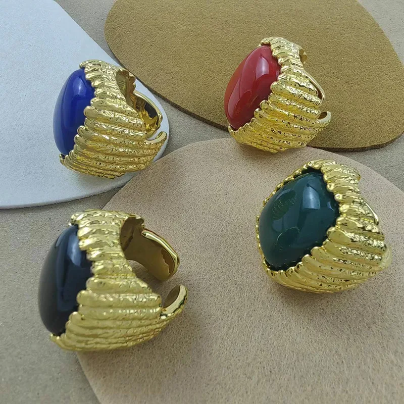 

2025 New 18K Gold Plated Chunky Resin Rings for Women - Statement Cocktail Rings, Luxury Designer Jewelry