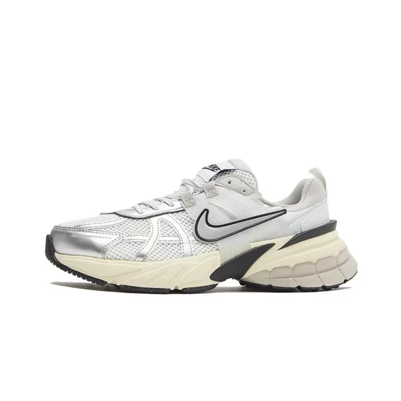 Original Nike V2K Run Runtekk 'Summit White Metallic Silver' Men and Women's Running Shoes Breathable Unisex Sneakers FD0736-100