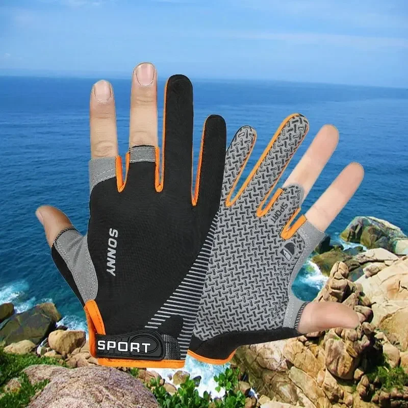 

Fishing gloves Men's summer IceSilk fingerless sunscreen non-slip breathable sports outdoor fishing Luya gloves three fingers