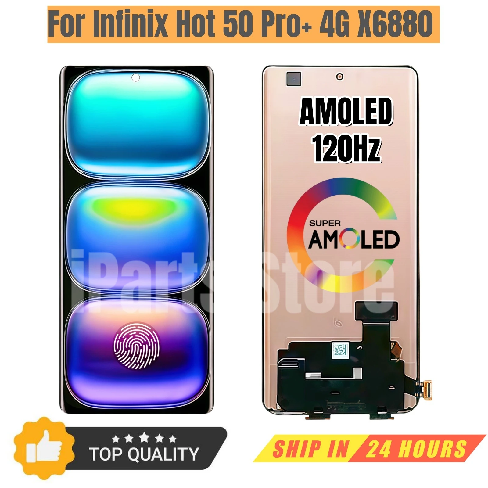 

Сменный новый дисплей iParts для Infinix Hot 50 Pro+ Pro Plus 4G X6880, сенсорный AMOLED-экран 120 Гц с рамкой в сборе OEM