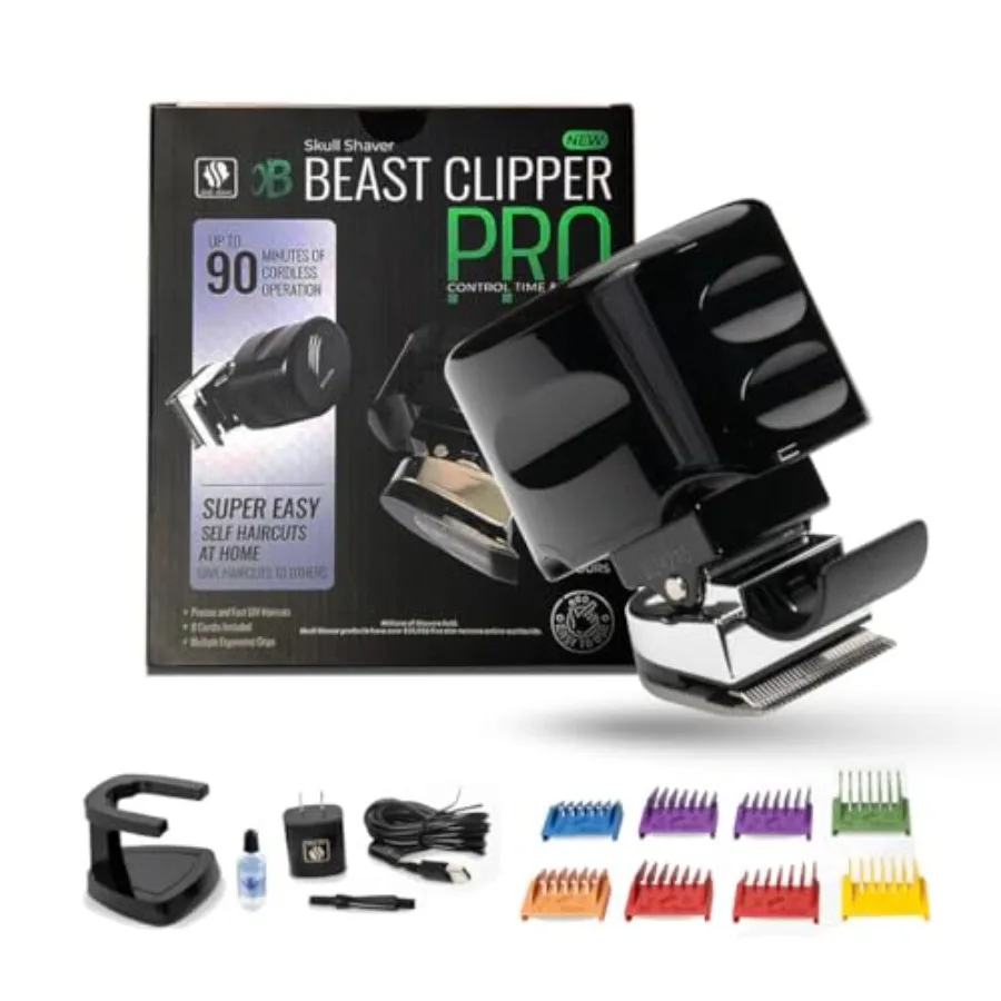 

Beast Clipper Pro - Home Haircut and Grooming Kit - Durable Steel Blades - Cordless Operation - Adjustable Combs - Designed for