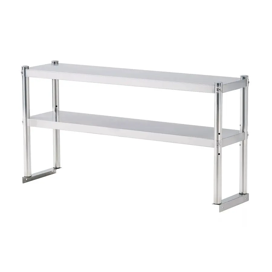 

Стальная полка-накладка из нержавеющей стали на 2 уровня для кухонного рабочего стола, 12 x 48 дюймов, регулируемая, коммерческая, для использования поверх стола