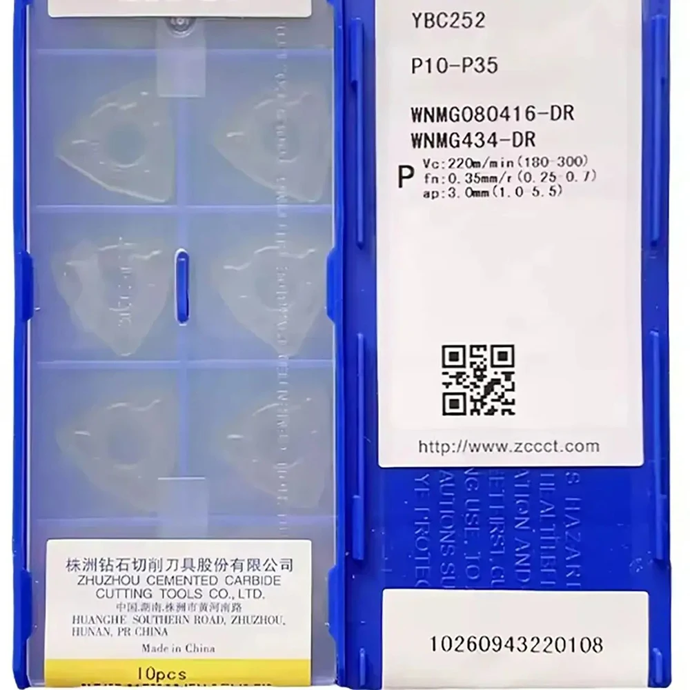 

ZCC WNMG080416-DR YBC252 Carbide Inserts CNC Turning Tool Lathe Cutter Tools For machining steel WNMG 080416 DR 10PCS/BOX