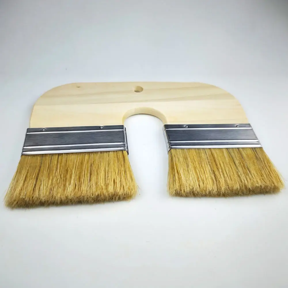 4 Inch Natural Bristle Paint Brush Dual Head Stainless Steel Ferrule Wood Handle Professional Tool For Wall Texturing