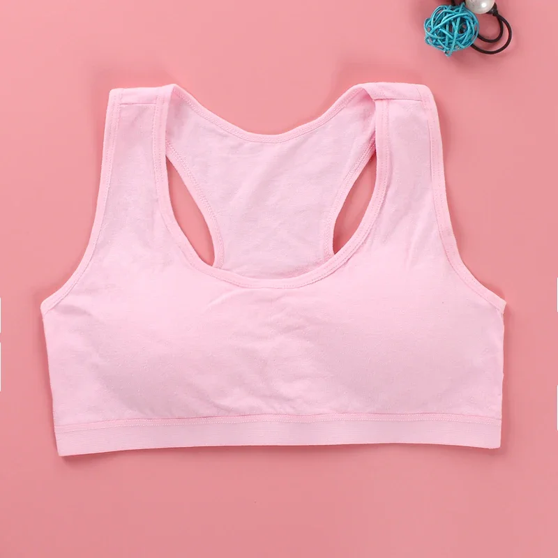 Teenage Cotton Sports Bra com Peito para Meninas, Teen Training Bra, Roupa Interior, 8-14Years Old Kids, 5 Pcs