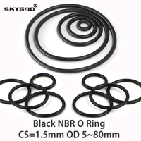 10/50 Uds junta tórica NBR CS 1,5mm OD 5mm ~ 80mm negro caucho de nitrilo para automóvil redondo resistente a la corrosión arandela de sellado