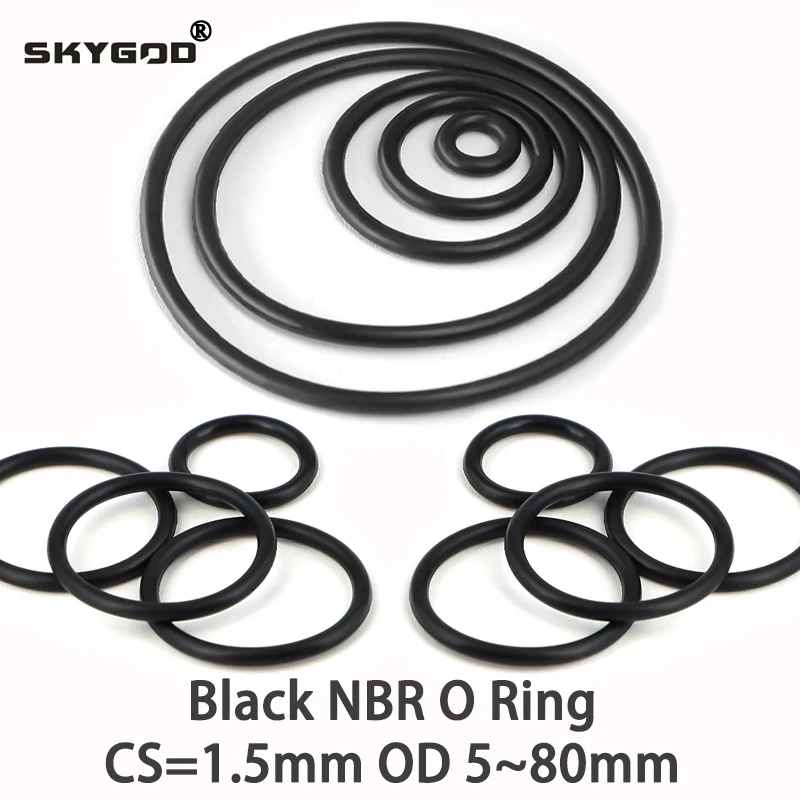 10/50Pcs NBR O Ring Gasket CS 1.5mm  OD 5mm ~ 80mm Black Automobile Nitrile Rubber Round Corrosion Oil Resist Sealing Washer
