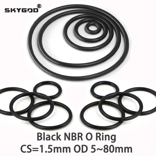 Imagen 1 del producto 10/50 Uds junta tórica NBR CS 1,5mm OD 5mm ~ 80mm negro caucho de nitrilo para automóvil redondo resistente a la corrosión arandela de sellado