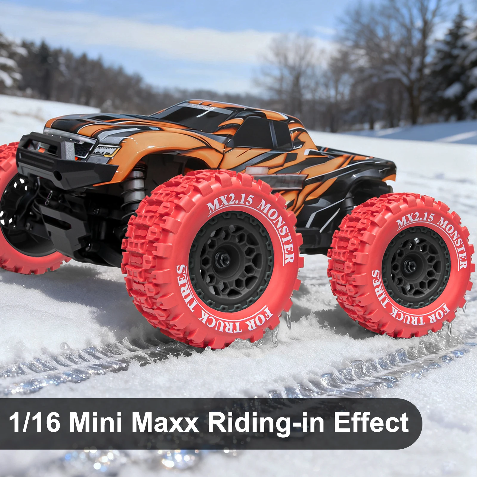 Okhl mx2.15 Polegada rc rodas aro pneus coloridos 4 pçs para neve lama terreno 1/14 1/16 rc monster truck 1/16 mini maxx acessórios