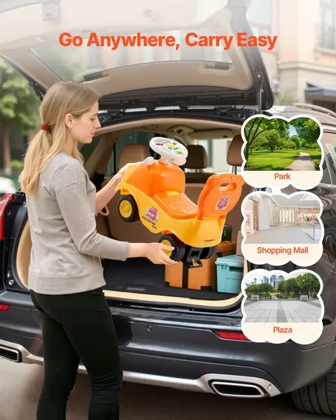 幼児用乗用玩具、19～36ヶ月、ホーンと音楽付き、耐荷重48.5ポンド、シート下収納付き