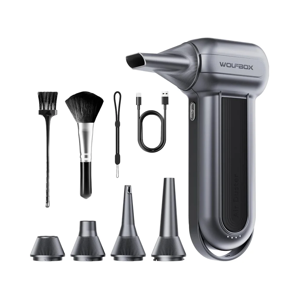 

WOLFBOX MF100 Electric Air Duster 150000RPM Super Power Cordless Rechargeable Blower Brushless Motor 3-Gear Adjustable Dust