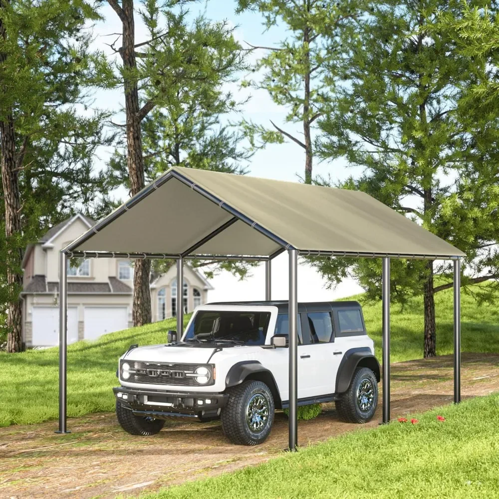 10 x 20ft Heavy Duty Carport,Portable Car Tent Garage,All Season UV Resistant Car Canopy for Auto,Truck,Boat,Car (beige)