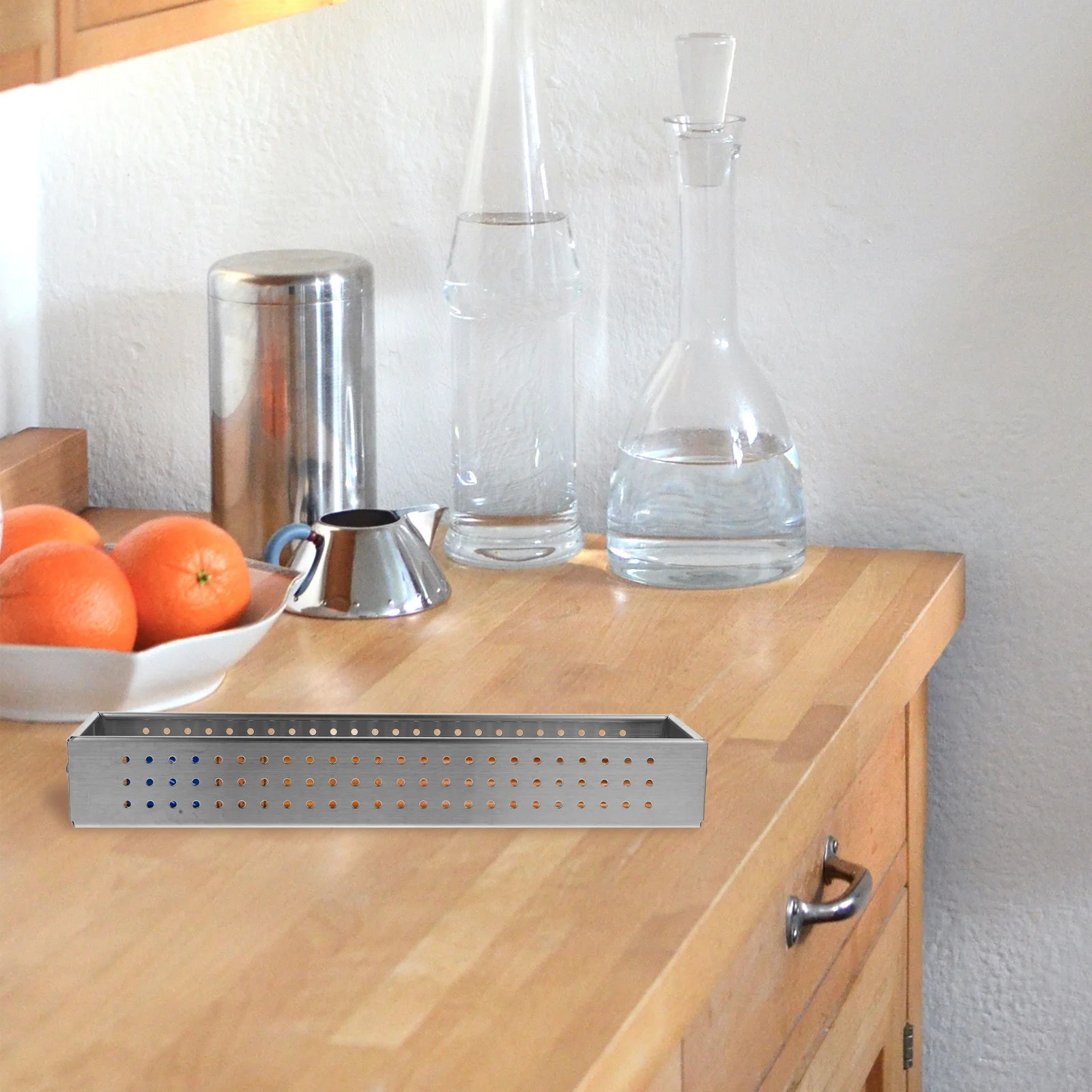 

Stainless Steel Utensil Holder Large Capacity Cutlery Organizer Drainage Design For Kitchen Metal Chopsticks Box Household