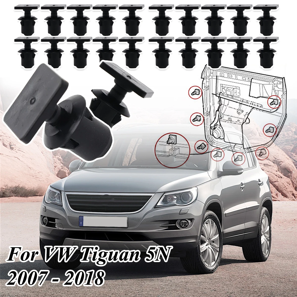 Car Door Panel Card Clip Roof Repair Headliner Fixing Retainer Lining Rivet For VW Tiguan 5N 2007 2008 2009 2010 2011 - 2018