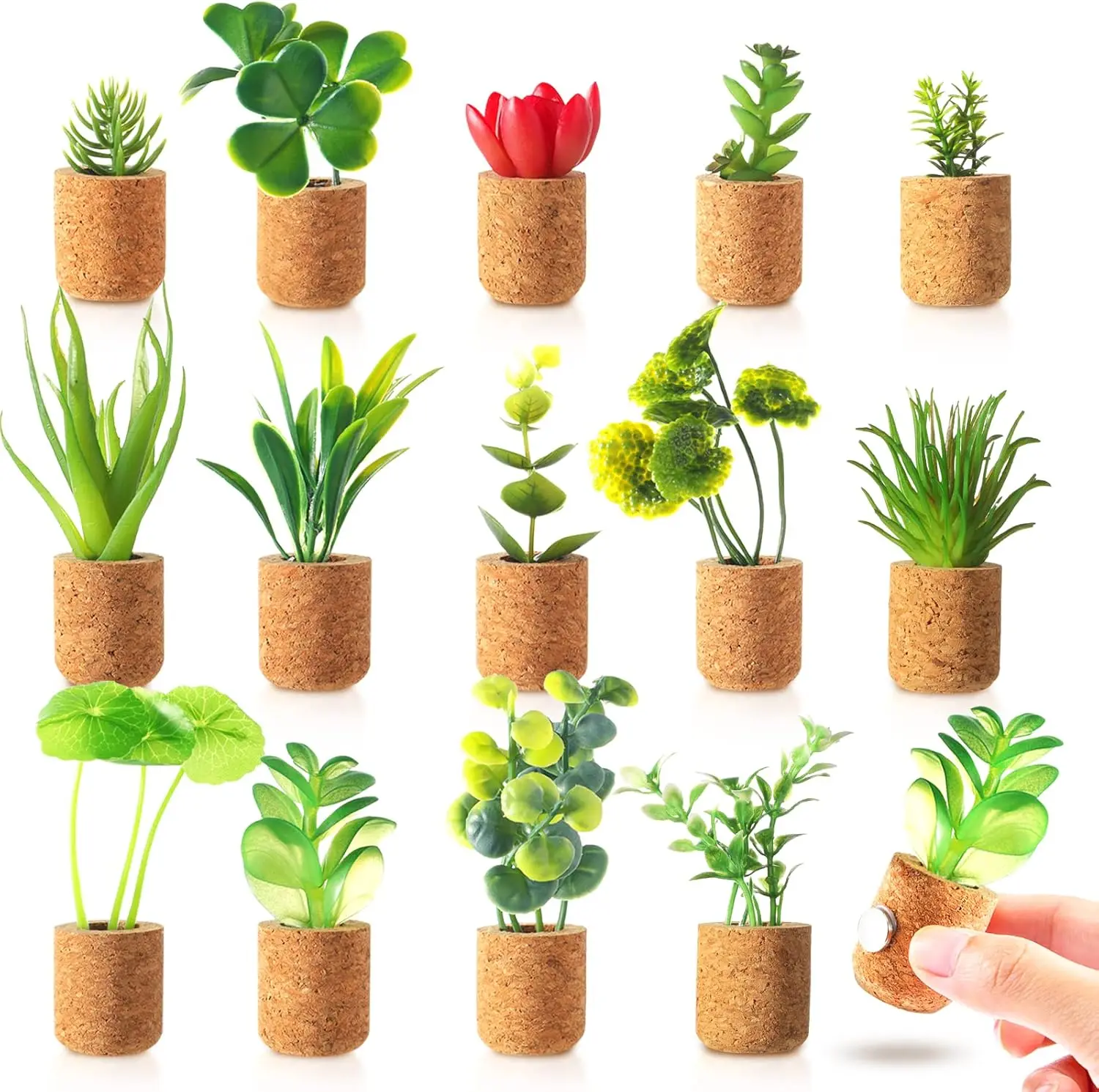 

JUSTDOLIFE Plant Fridge Magnets-Mini Succulent Artificial Plants Refrigerator Magnets Potted Magnet Stickers Cute for Magnet Boa