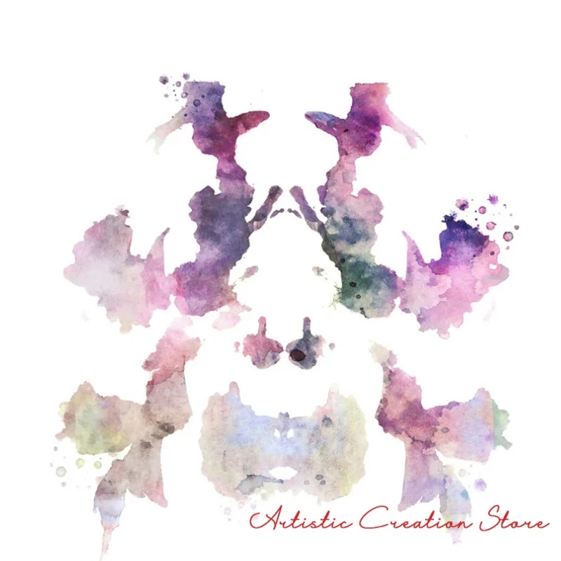 12 الألوان المائية Rorschach اختبار قماش ملصق Rorschach Inkblots علم النفس الطبي فن العلوم الطب النفسي علاج عيادة ديكور