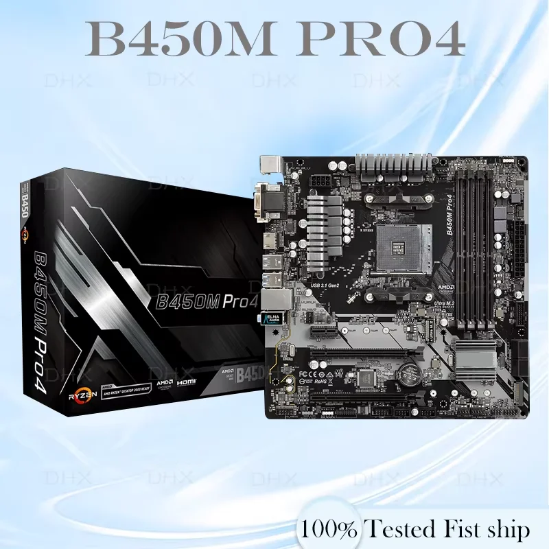 For ASRock B450 B450M Motherboard B450M PRO4 Motherboard AM4 DDR4 128GB Ryzen 5 5600G R7 5700 5600 5700 5800 CPU MATX 100% Teste