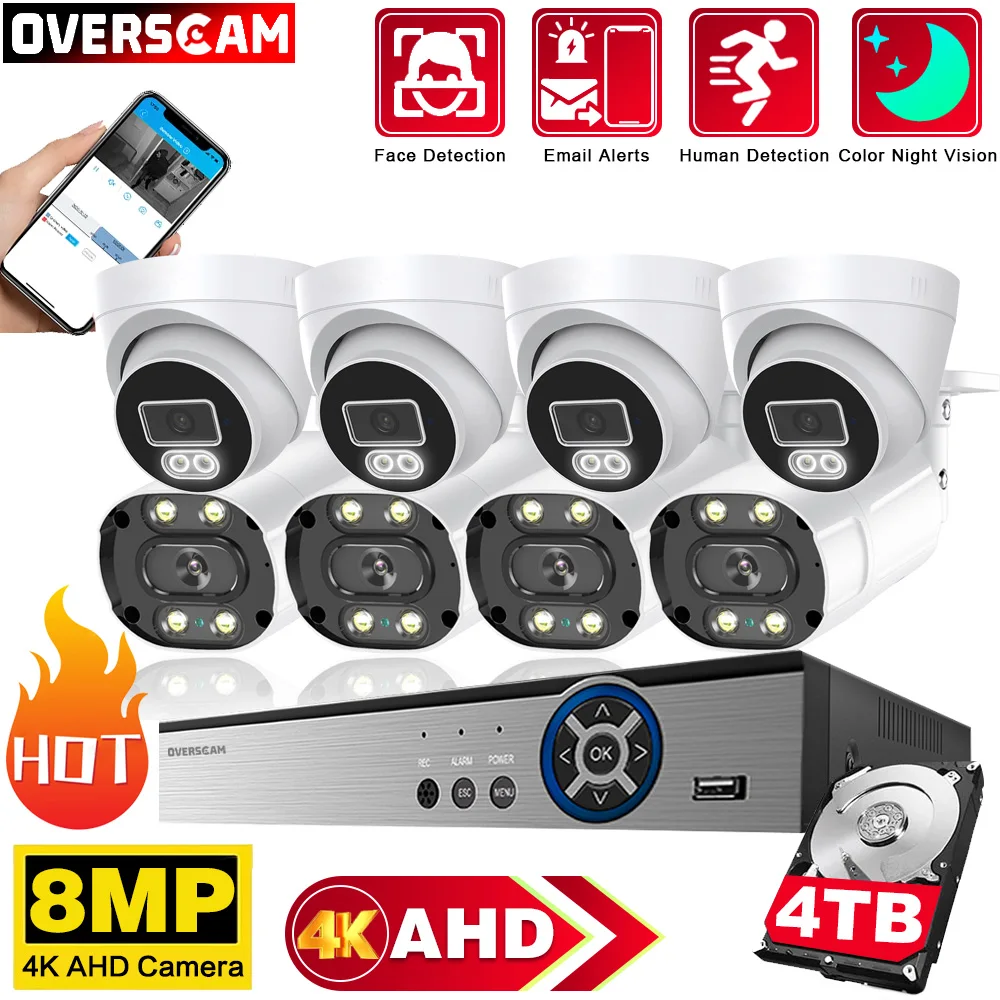 

4K 8CH AHD DVR Dome Bullet Video Surveillance BNC Camera CCTV Camera Waterproof Outdoor Indoor IR CUT Night Vision AHD 8MP H.265