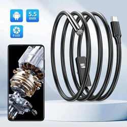 USB Endoscope for OTG Android Phone 5.5mm Borescope Inspection Snake Camera with 6 LED Lights For Type C
